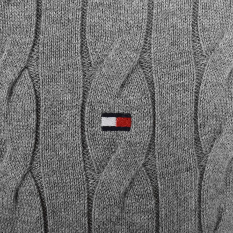 Tommy Hilfiger Quarter Zip Cable Knit Jumper Grey | Mainline